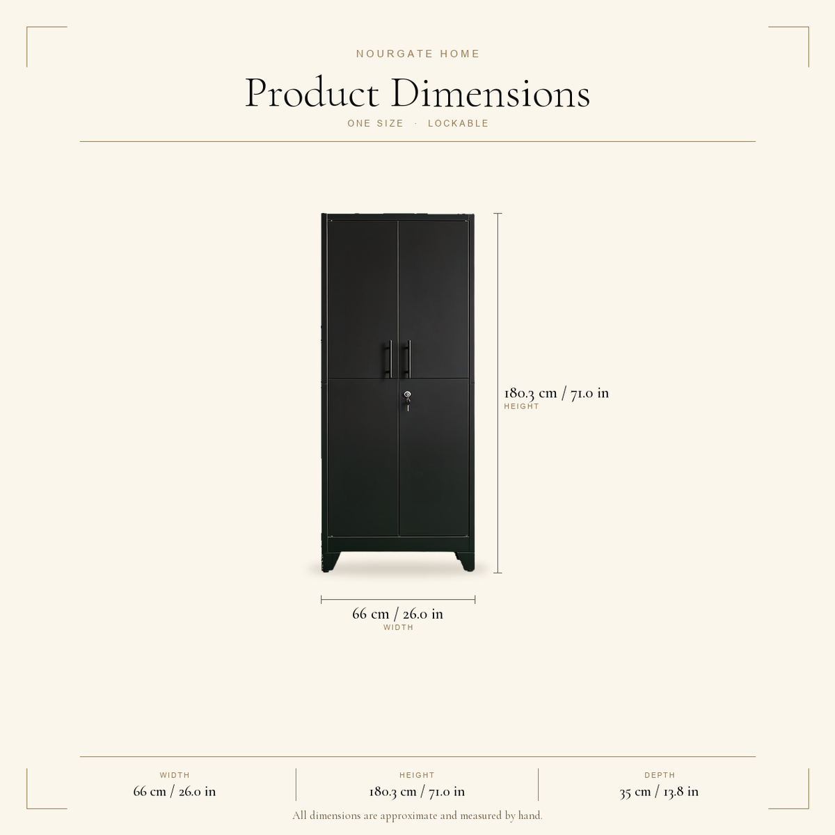 Product dimensions — Tall Black Metal Storage Cabinet with Lock