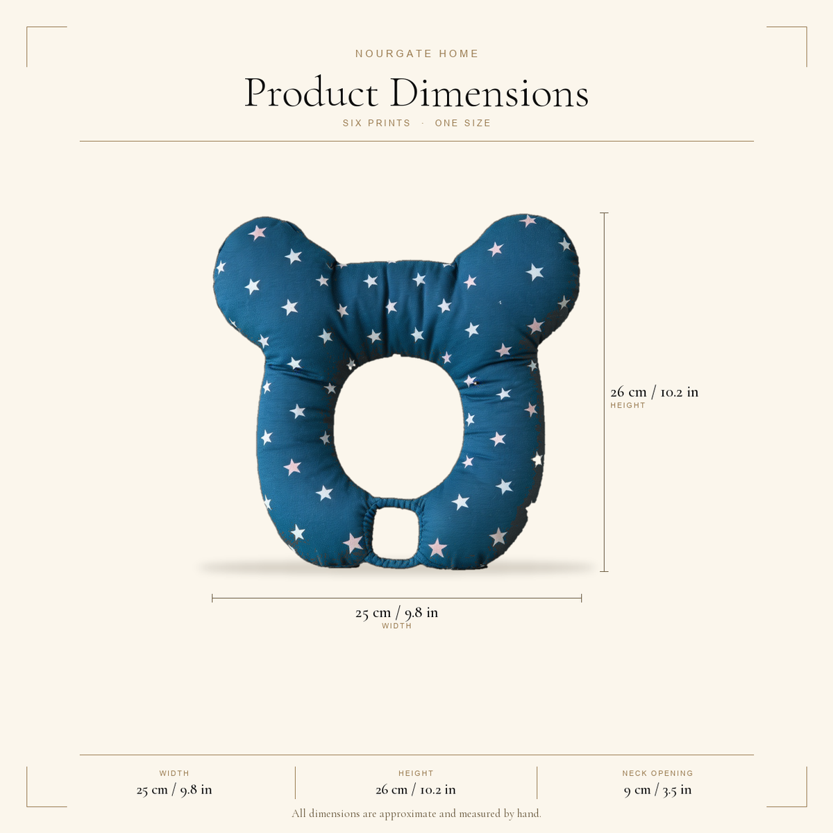 Product dimensions — U-Shaped Cotton Toddler Neck Pillow