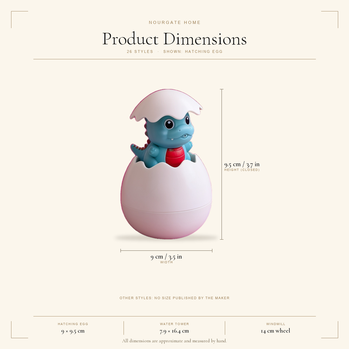 Product dimensions — Water Play Toddler Bath Toy